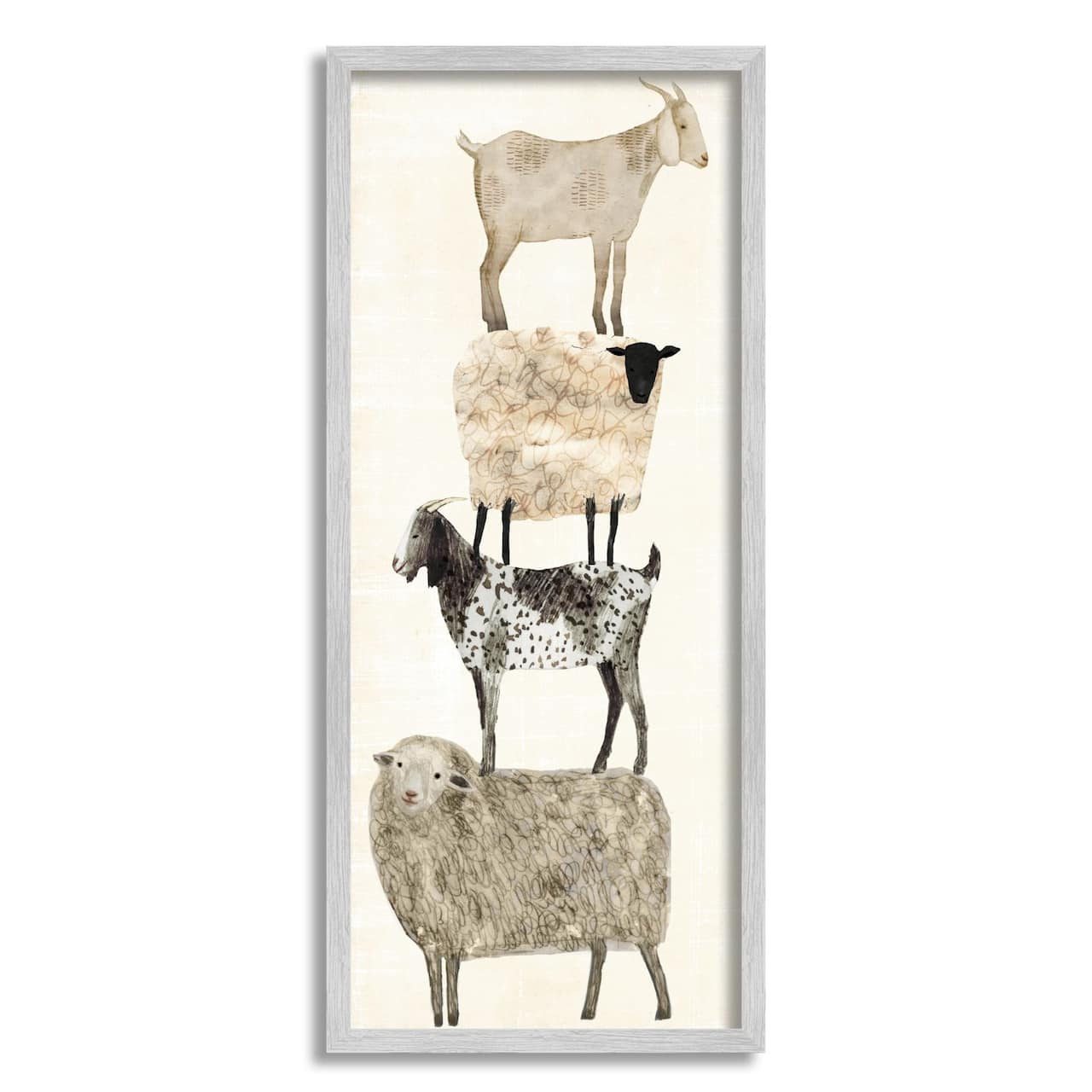 Stupell Industries Fun Stacked Sheep and Goats Farm Animals Framed Wall Art